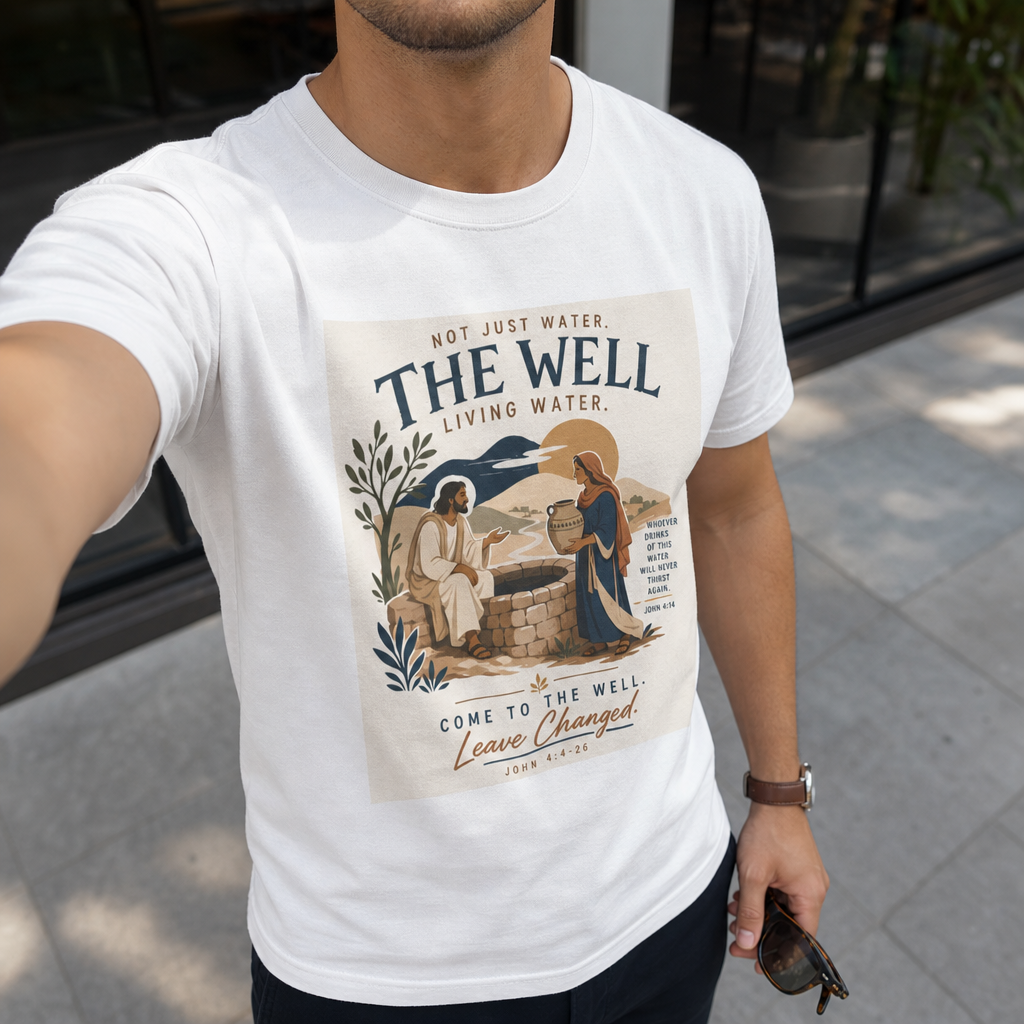 The Well Jesus and Samaritan Woman Tee | Biblical Scripture Shirt