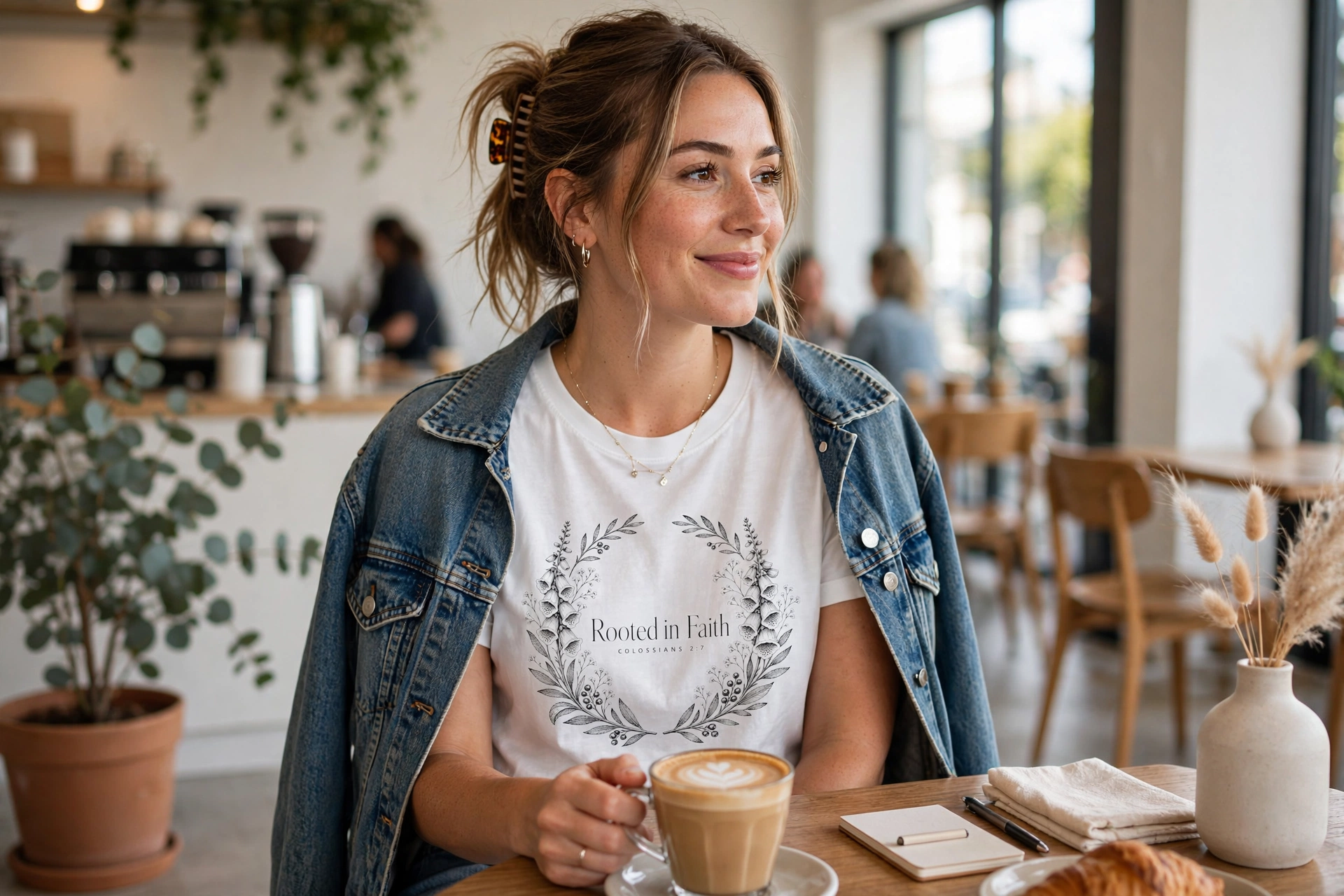 Floral Wreath 'Rooted in Faith' T-Shirt | Floral Wreath Scripture Typography
